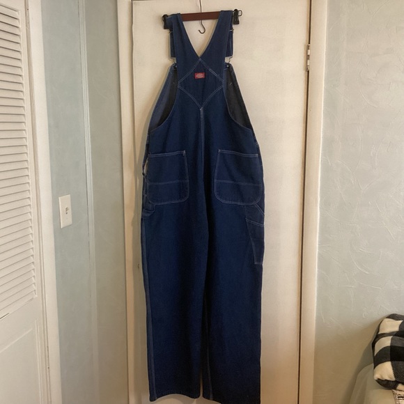 Dickies Mens denim Button Fly Bib Overalls size 40 Made in USA vintage - Picture 4 of 13